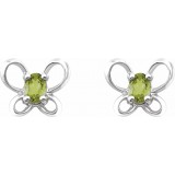 14K White 4x3 mm Oval August Youth Butterfly Birthstone Earrings photo 2