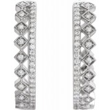 14K White 1/4 CTW Diamond Geometric Hoop Earrings photo 2