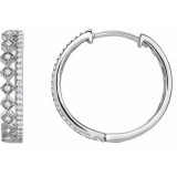 14K White 1/4 CTW Diamond Geometric Hoop Earrings photo