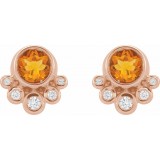 14K Rose Citrine & 1/8 CTW Diamond Earrings photo 2