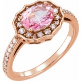14K Rose Baby Pink Topaz & 1/3 CTW Diamond Ring photo