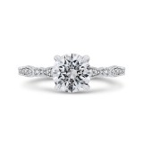 Shah Luxury Round Diamond Engagement Ring In 14K White Gold (Semi-Mount) photo