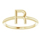 14K Yellow Initial R Ring photo 3