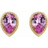 14K Yellow Pink Sapphire Earrings photo 2