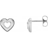14K White 8.5x8 mm Heart Earrings photo