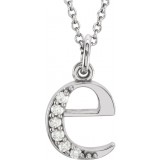 14K White .03 CTW Diamond Lowercase Initial e 16 Necklace photo