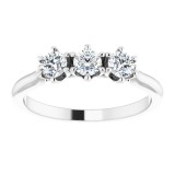 14K White 1/2 CTW Diamond Three-Stone Anniversary Band photo 3