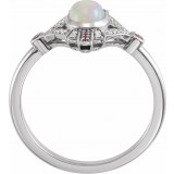 14K White Cabochon Ethiopian Opal, Pink Sapphire & .06 CTW Diamond Ring photo 2