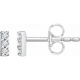 14K White .05 CTW Diamond Bar Earrings photo