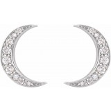14K White 1/10 CTW Diamond Crescent Moon Earrings photo 2