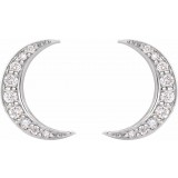 14K White 1/10 CTW Diamond Crescent Moon Earrings photo 2