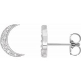 14K White 1/10 CTW Diamond Crescent Moon Earrings photo