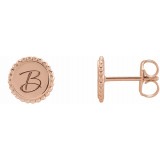14K Rose Engravable Beaded Earrings photo 3