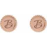 14K Rose Engravable Beaded Earrings photo 4
