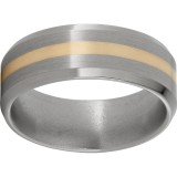 Titanium Beveled Edge Band with a 2mm 14K Yellow Gold Inlay and Satin Finish photo