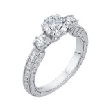 Shah Luxury 14K White Gold Round Diamond Three-Stone Engagement Ring (Semi-Mount) photo 2