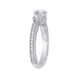 Shah Luxury 14K White Gold Round Diamond Three-Stone Engagement Ring (Semi-Mount) photo 3