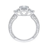 Shah Luxury 14K White Gold Round Diamond Three-Stone Engagement Ring (Semi-Mount) photo 4