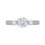 Shah Luxury 14K White Gold Round Diamond Three-Stone Engagement Ring (Semi-Mount) photo