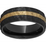 Black Diamond Ceramic Pipe Cut Band with 2mm 14K Yellow Gold Inlay and Thor Finish photo