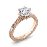 Shah Luxury Round Cut Diamond Engagement Ring In 14K Rose Gold (Semi-Mount) photo 2