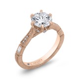Shah Luxury Round Cut Diamond Engagement Ring In 14K Rose Gold (Semi-Mount) photo 2