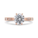 Shah Luxury Round Cut Diamond Engagement Ring In 14K Rose Gold (Semi-Mount) photo