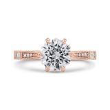 Shah Luxury Round Cut Diamond Engagement Ring In 14K Rose Gold (Semi-Mount) photo