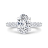 Shah Luxury Oval Diamond Engagement Ring In 14K White Gold (Semi-Mount) photo