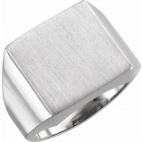 14K White 12 mm Square Signet Ring photo