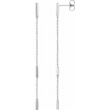 14K White Bar Chain Earrings photo