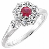 14K White Ruby & 1/10 CTW Diamond Ring photo