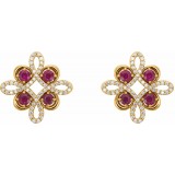 14K Yellow Ruby & 1/4 CTW Diamond Earrings photo 2