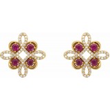 14K Yellow Ruby & 1/4 CTW Diamond Earrings photo 2