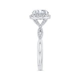 Shah Luxury 14K White Gold Split Shank Round Diamond Halo Engagement Ring (Semi-Mount) photo 3