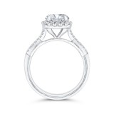 Shah Luxury 14K White Gold Split Shank Round Diamond Halo Engagement Ring (Semi-Mount) photo 4