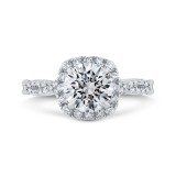 Shah Luxury 14K White Gold Split Shank Round Diamond Halo Engagement Ring (Semi-Mount) photo