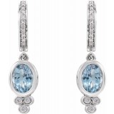 14K White Aquamarine & 1/6 CTW Diamond Hoop Earrings photo 2