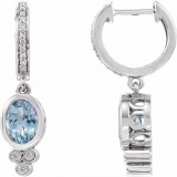 14K White Aquamarine & 1/6 CTW Diamond Hoop Earrings photo