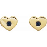14K Yellow Blue Sapphire Heart Earrings photo 2