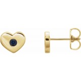 14K Yellow Blue Sapphire Heart Earrings photo