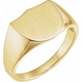 14K Yellow 14 mm Shield Signet Ring photo