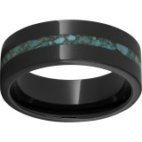 Black Diamond Ceramic Pipe Cut Band with 2mm Turquoise Inlay photo