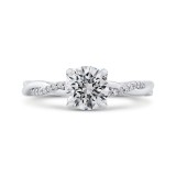 Shah Luxury 14K White Gold Round Diamond Engagement Ring with Criss-Cross Shank (Semi-Mount) photo