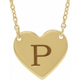 14K Yellow Engravable 12x11 mm  Heart 16-18 Necklace photo 3