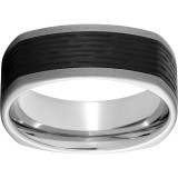 Serinium Square Band with Bark 2 Black CeramicInlay and Sandblast Finish photo