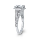 Shah Luxury 14K White Gold Emerald Cut Diamond Cathedral Style Engagement Ring with Split Shank (Semi-Mount) photo 3