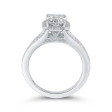 Shah Luxury 14K White Gold Emerald Cut Diamond Cathedral Style Engagement Ring with Split Shank (Semi-Mount) photo 4