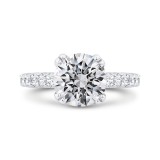 Shah Luxury Round Cut Diamond Engagement Ring In 14K White Gold (With Center) photo