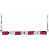 14K White Ruby & 1/5 CTW Diamond Bar 16-18 Necklace photo